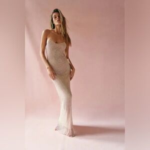 LOVESHACKFANCY Calvert Crystal-Embellished Maxi Dress Size 4 $675